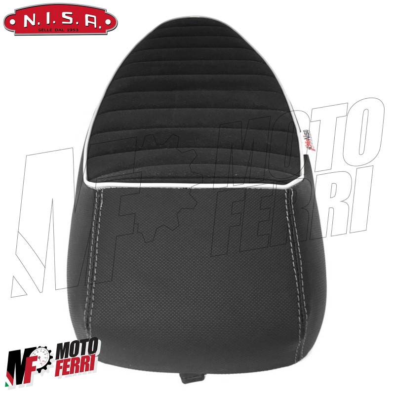 MF1333 - Sella Nisa Sport Race Bordino Bianco con Levetta Vespa 50 125 PK S  XL