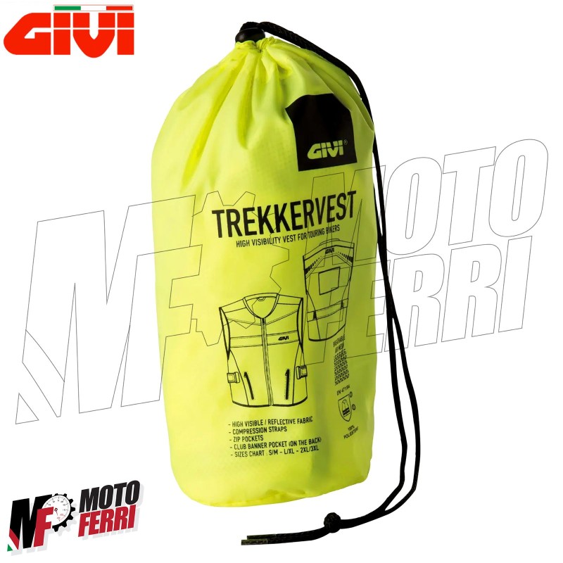 MF3724 - Gilet Rifrangente Alta Visibilità Givi Trekker Moto Scooter Taglia  S/M