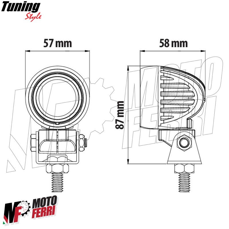 Faretto Moto Enduro Supplementare Foggy Rettangolare