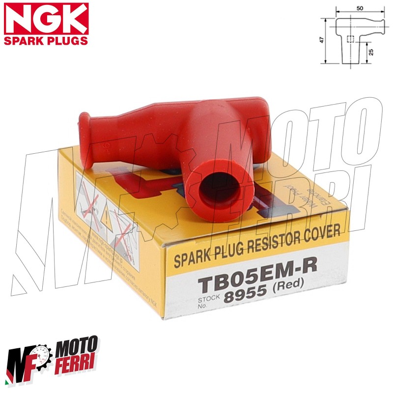 MF4449 - Pipetta Candela NGK TB05EN-R Silicone Rosso Piaggio Ciao Si Bravo  Boxer