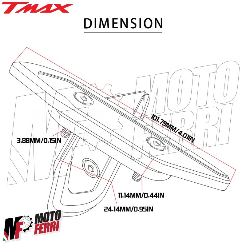 MF2591 - Tappi Coperchi Specchietti Oro CNC Yamaha TMax 530 560 dal 2012 al  2021