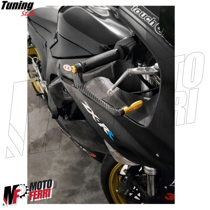 MF4534 - Protezione Leva Freno Frizione Oro Carbon Look Universale Moto  Scooter