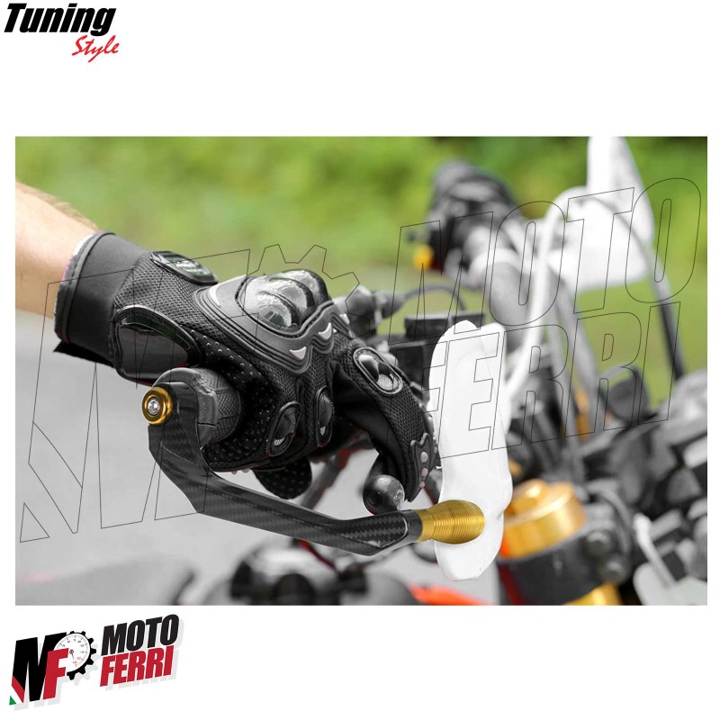 MF4534 - Protezione Leva Freno Frizione Oro Carbon Look Universale Moto  Scooter