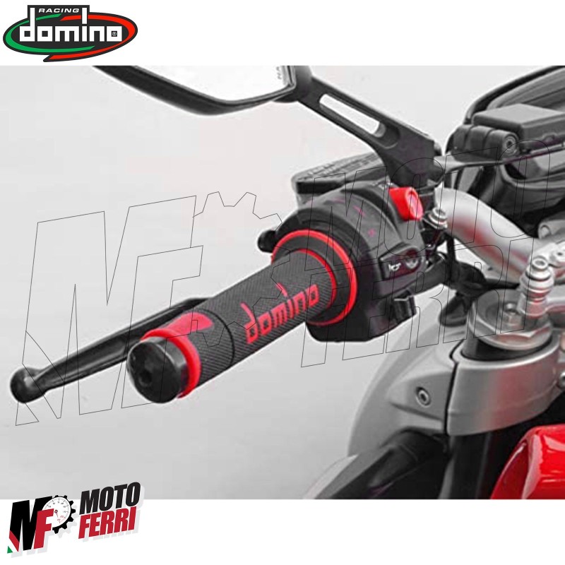 MF4559 - Manopole Domino A450 Nero/Rosso Universale Moto MV Honda Ducati  Yamaha