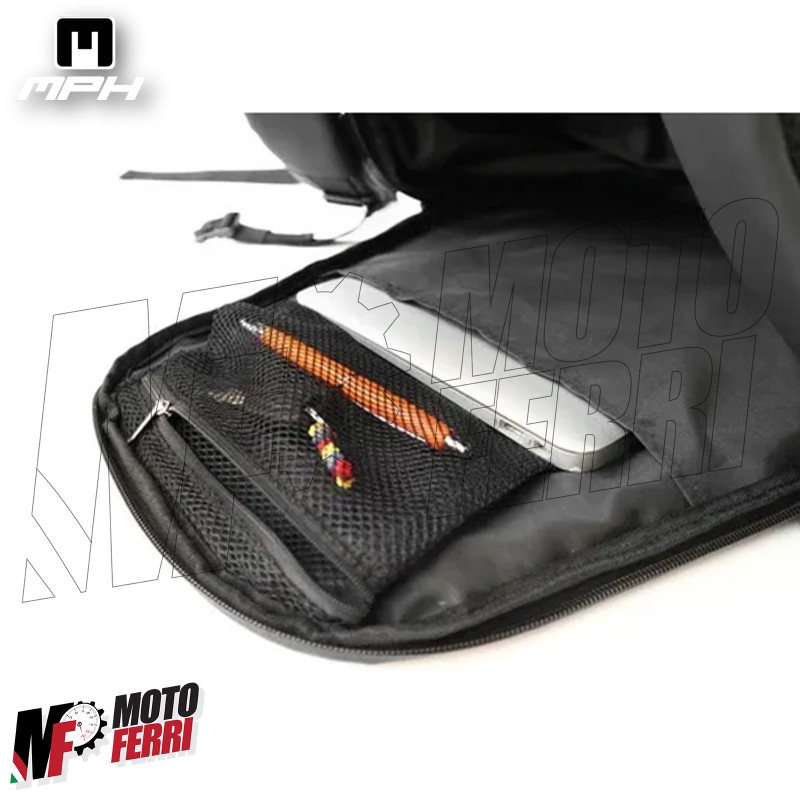 MF4661 - Zaino MPH 18L Impermeabile Porta Casco + Tasca Porta PC Moto  Scooter