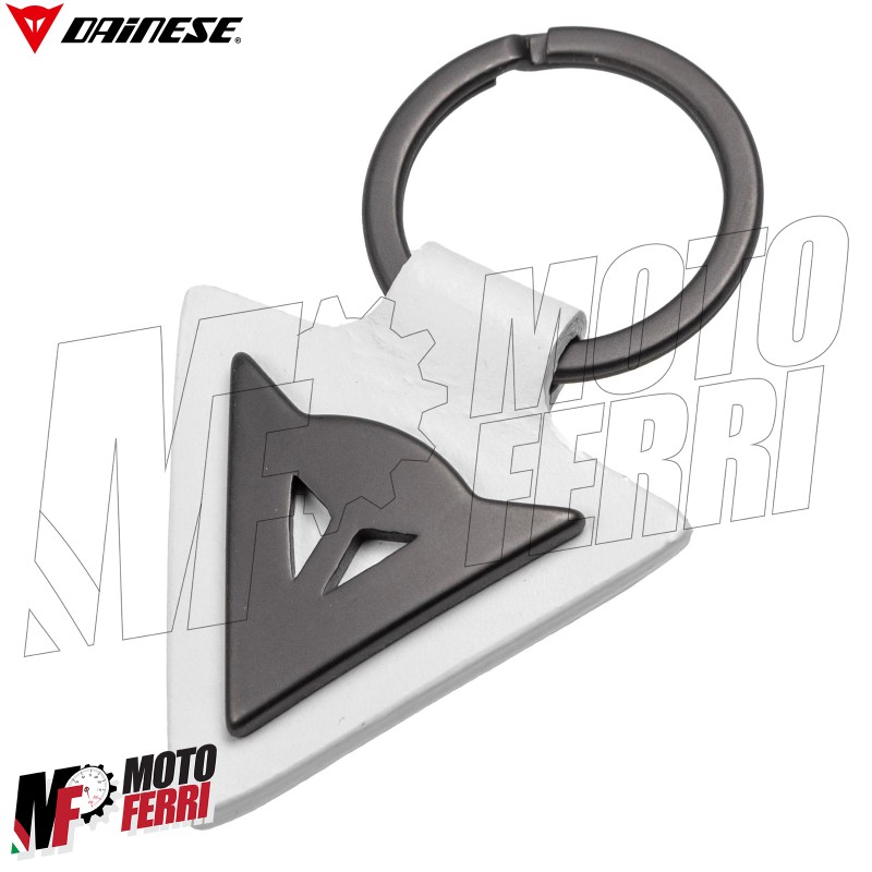 MF6133 - Portachiavi Dainese Keyring Originale in Pelle Bianca e Acciaio