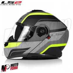 MF6160 - Casco Modulare LS2 Strobe II Monza Nero Grigio Verde Opaco FF908