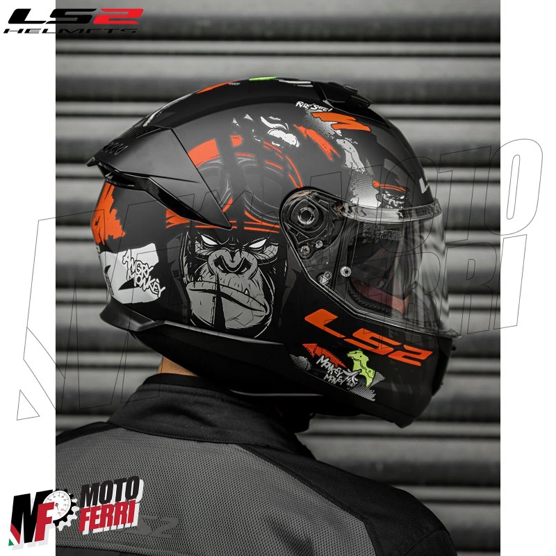 MF6166 - Casco Integrale LS2 Stream II Angry Monkey Nero Rosso Opaco FF808